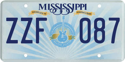 MS license plate ZZF087