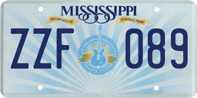 MS license plate ZZF089