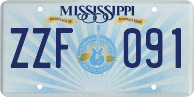 MS license plate ZZF091