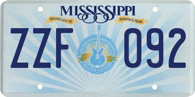 MS license plate ZZF092
