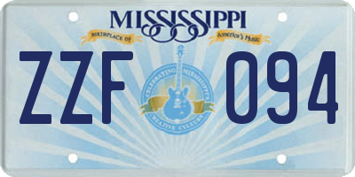 MS license plate ZZF094