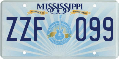 MS license plate ZZF099