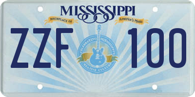 MS license plate ZZF100