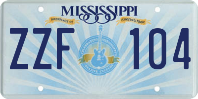 MS license plate ZZF104