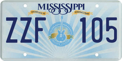 MS license plate ZZF105