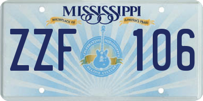 MS license plate ZZF106