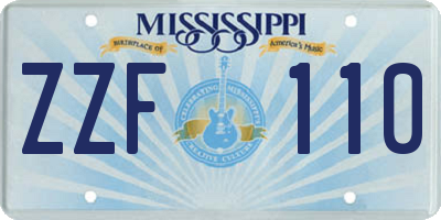 MS license plate ZZF110