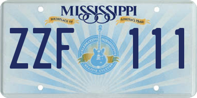 MS license plate ZZF111