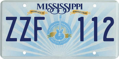 MS license plate ZZF112