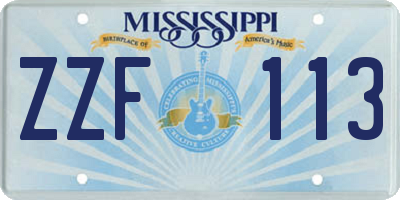 MS license plate ZZF113