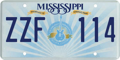 MS license plate ZZF114