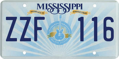 MS license plate ZZF116
