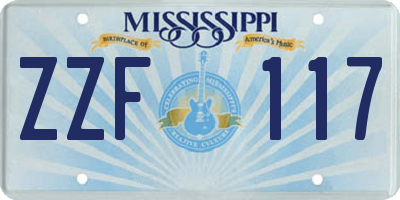 MS license plate ZZF117