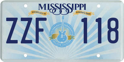 MS license plate ZZF118