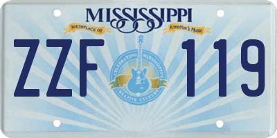 MS license plate ZZF119