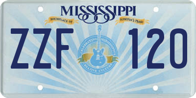 MS license plate ZZF120