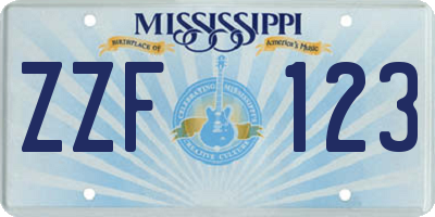 MS license plate ZZF123