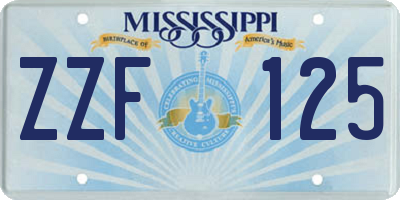 MS license plate ZZF125