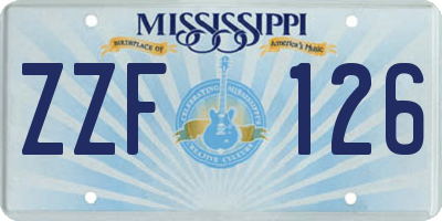 MS license plate ZZF126