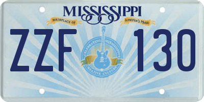 MS license plate ZZF130
