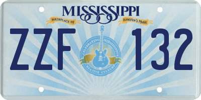 MS license plate ZZF132