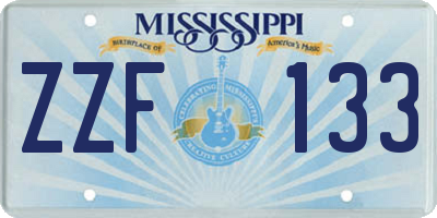 MS license plate ZZF133