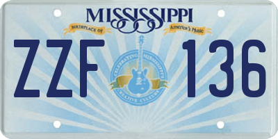 MS license plate ZZF136