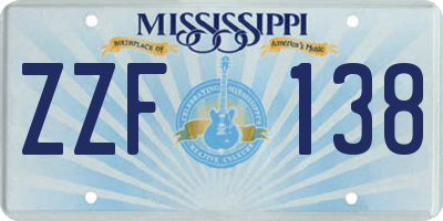 MS license plate ZZF138