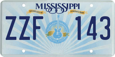 MS license plate ZZF143