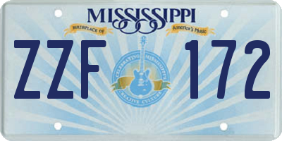 MS license plate ZZF172