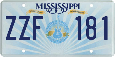 MS license plate ZZF181