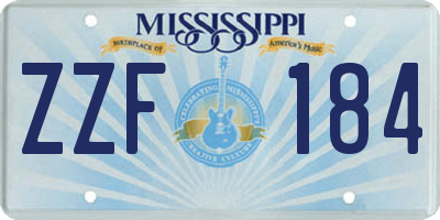 MS license plate ZZF184