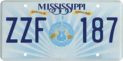 MS license plate ZZF187