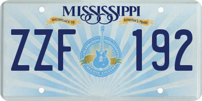 MS license plate ZZF192