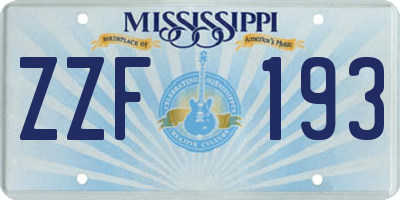 MS license plate ZZF193