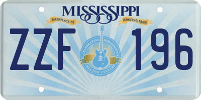 MS license plate ZZF196