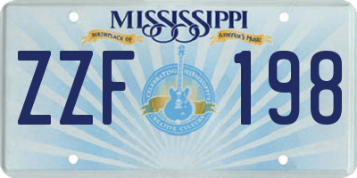 MS license plate ZZF198