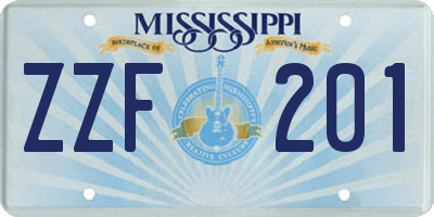 MS license plate ZZF201