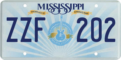 MS license plate ZZF202