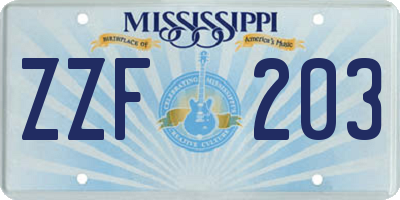 MS license plate ZZF203
