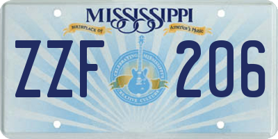 MS license plate ZZF206