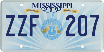 MS license plate ZZF207