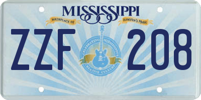 MS license plate ZZF208