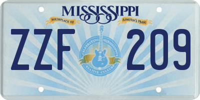 MS license plate ZZF209
