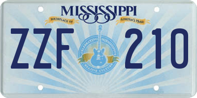 MS license plate ZZF210