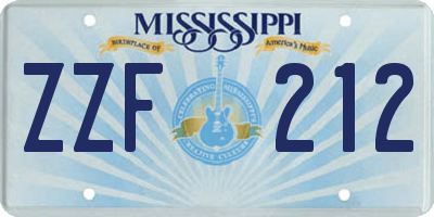 MS license plate ZZF212