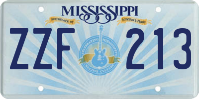 MS license plate ZZF213