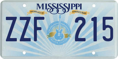 MS license plate ZZF215