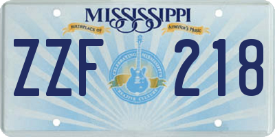 MS license plate ZZF218