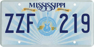 MS license plate ZZF219